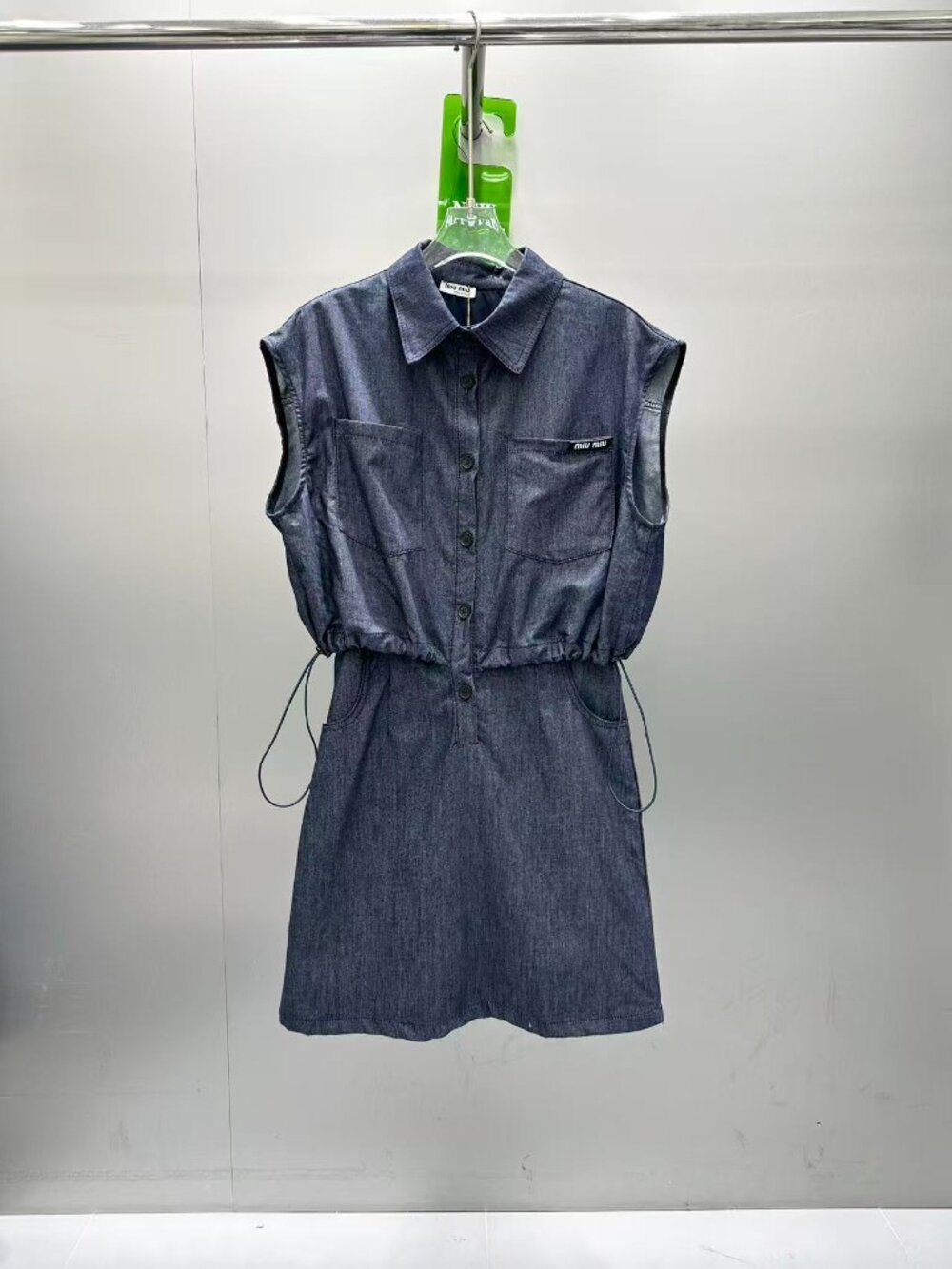 Miu Miu blue denim patchwork blouse dress